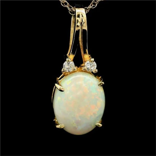 14KY Opal Diamond Pendant w/16