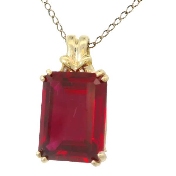10KY 16x12 Lab Created Ruby Pendant w/20