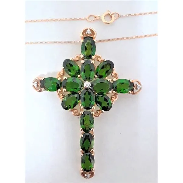 14kt Chrome Diopside Cross Pendant Chipper's Jewelry Bonney Lake, WA