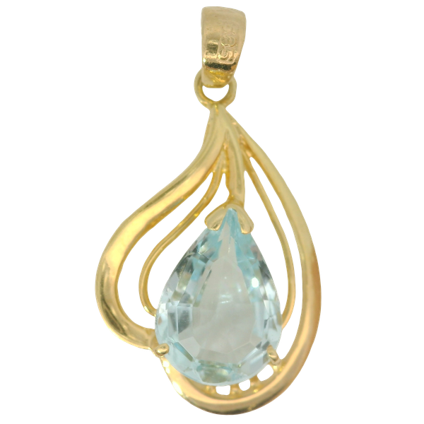 14K Yellow Gold Blue Topaz Pendant Chipper's Jewelry Bonney Lake, WA