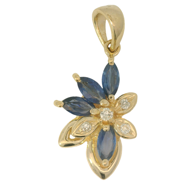 14K Yellow Gold Sapphire & Diamond Pendant Chipper's Jewelry Bonney Lake, WA