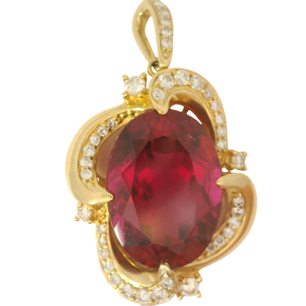 18K Yellow Gold Rubellite Tourmaline Pendant Chipper's Jewelry Bonney Lake, WA