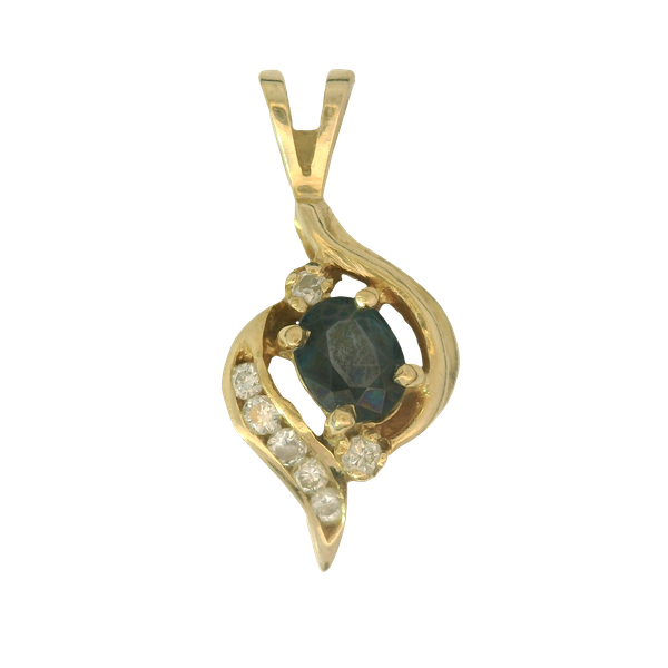 14K Yellow Gold Sapphire & Diamond Pendant Chipper's Jewelry Bonney Lake, WA