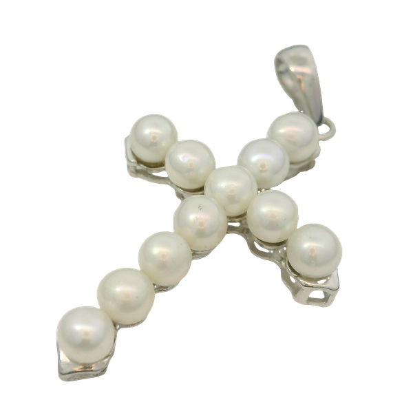 Sterling Silver Cultured Pearl Cross Pendant Chipper's Jewelry Bonney Lake, WA