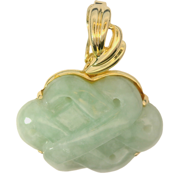 14K Yellow Gold Carved Jade Knott Pendant Chipper's Jewelry Bonney Lake, WA