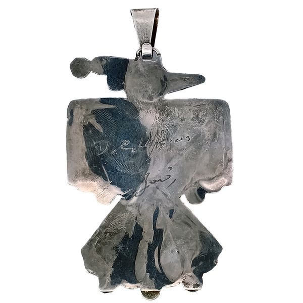 Sterling Silver Zuni Large Thunderbird Pendant with Inlaid Gemstones Image 3 Chipper's Jewelry Bonney Lake, WA