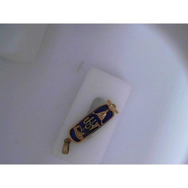 18KY Lapis Lazuli Cartouche. Approx 32.23mm x 9.35 x 3.65mm (excluding bail) Chipper's Jewelry Bonney Lake, WA