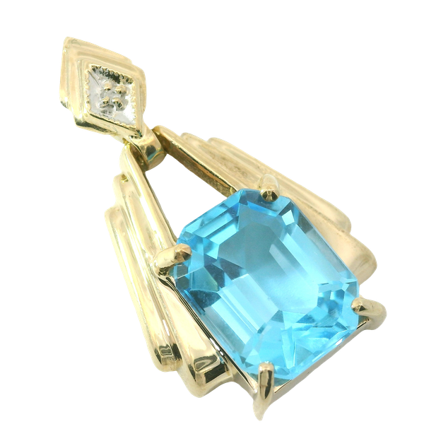 10KY Blue Topaz and Diamond Pendant. Chipper's Jewelry Bonney Lake, WA