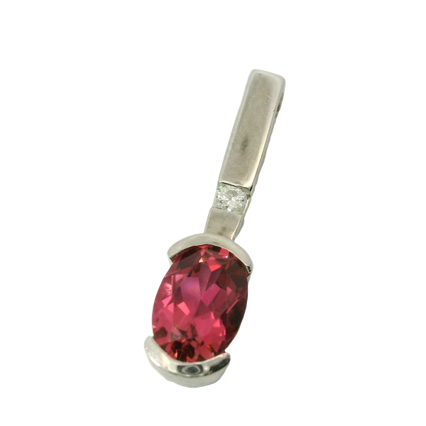 14KW Pink Tourmaline and Diamond Pendant. Chipper's Jewelry Bonney Lake, WA