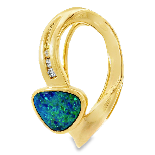 14KY Opal Doublet and Diamond Slide Pendant Chipper's Jewelry Bonney Lake, WA