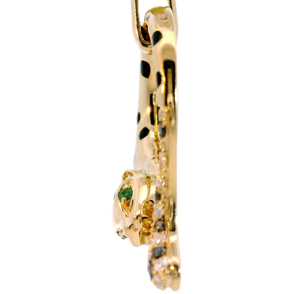 14KY Diamond Emerald Leopard Pendant .22ctw Diamond .02ctw Emerald Image 2 Chipper's Jewelry Bonney Lake, WA