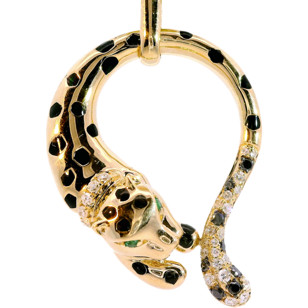 14KY Diamond Emerald Leopard Pendant .22ctw Diamond .02ctw Emerald Chipper's Jewelry Bonney Lake, WA