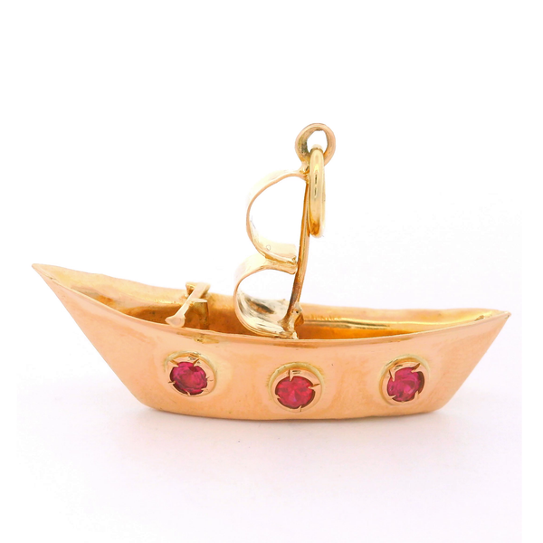 14KY Sailboat Pendant/Charm with 6 Round Lab-Grown Rubies. Chipper's Jewelry Bonney Lake, WA