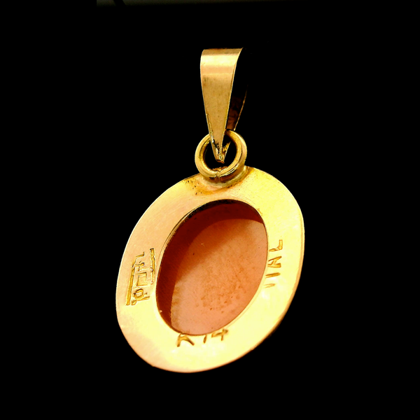 14K Yellow Gold Shell Cameo Pendant Image 2 Chipper's Jewelry Bonney Lake, WA