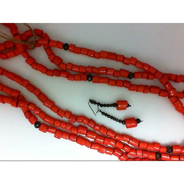 1920's Ceramic Orange Trade Bead Necklace Chipper's Jewelry Bonney Lake, WA