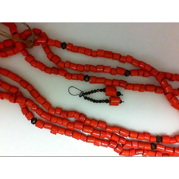 1920's Ceramic Orange Trade Bead Necklace Chipper's Jewelry Bonney Lake, WA