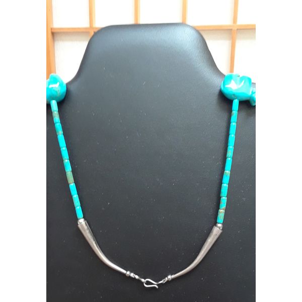 Turquoise Beads and Ceremonial Bear Necklace with Silver Tips Image 2 Chipper's Jewelry Bonney Lake, WA