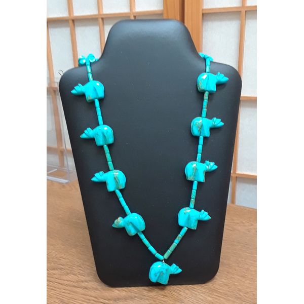 Turquoise Beads and Ceremonial Bear Necklace with Silver Tips Chipper's Jewelry Bonney Lake, WA