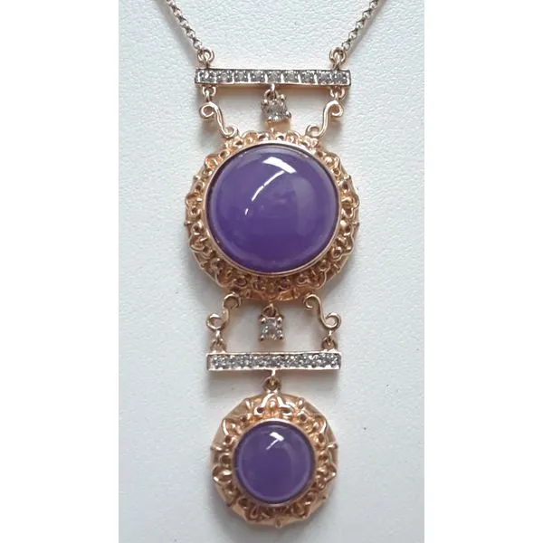 18" Necklace with Lavendar Jade Cabachons Chipper's Jewelry Bonney Lake, WA