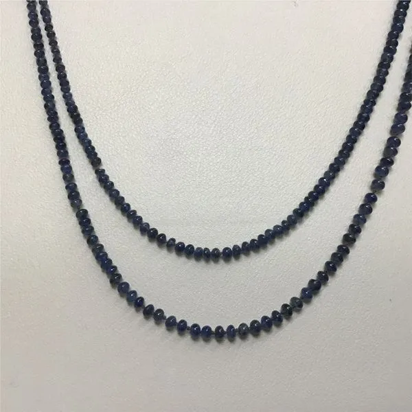 Double Stranded Sapphire Bead Necklace with Pearl Clasp Image 3 Chipper's Jewelry Bonney Lake, WA