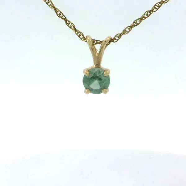 14KY Blue Zircon Pendant w/18