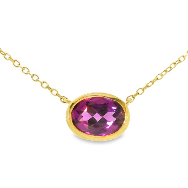 14K Yellow Gold Bezel Set Oval Amethyst Necklace Chipper's Jewelry Bonney Lake, WA