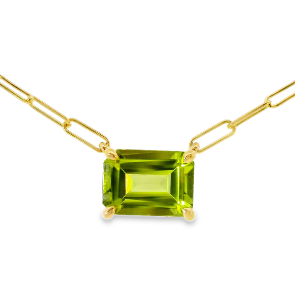 14K Yellow Gold Emerald Cut Peridot Necklace Chipper's Jewelry Bonney Lake, WA