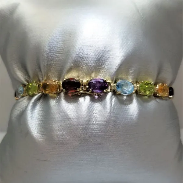 14K Yellow Gold Multiple Stone Rainbow Bracelet Chipper's Jewelry Bonney Lake, WA
