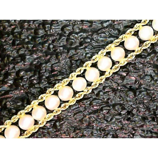 14K Yellow Gold Rope Chain and Freshwater Pearl Bracelet Chipper's Jewelry Bonney Lake, WA