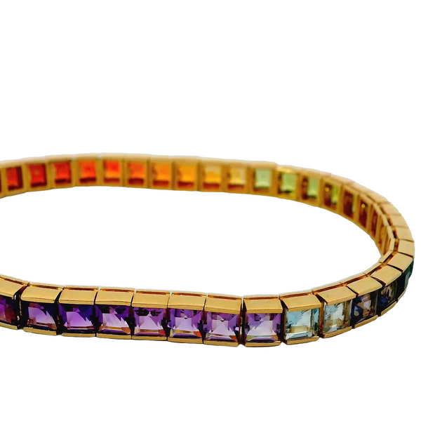 14K Yellow Gold Natural Rainbow Gemstone Bracelet Image 4 Chipper's Jewelry Bonney Lake, WA