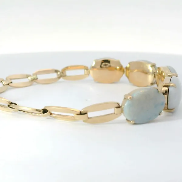 14K Yellow Gold Vintage Oval Opal Bracelet 7" Image 2 Chipper's Jewelry Bonney Lake, WA