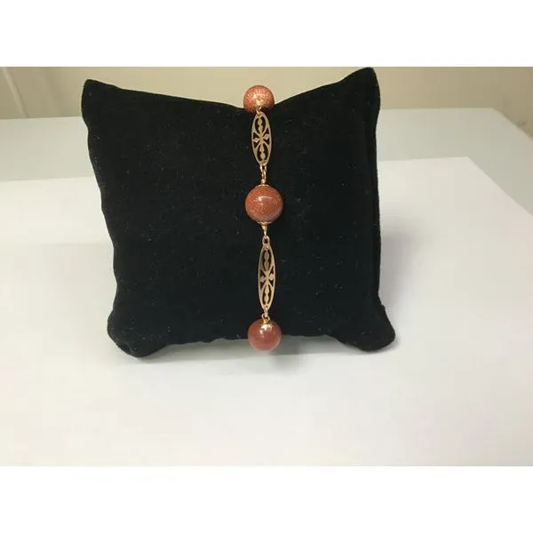 14K Yellow Gold Goldstone Quartz Bracelet 8" Chipper's Jewelry Bonney Lake, WA