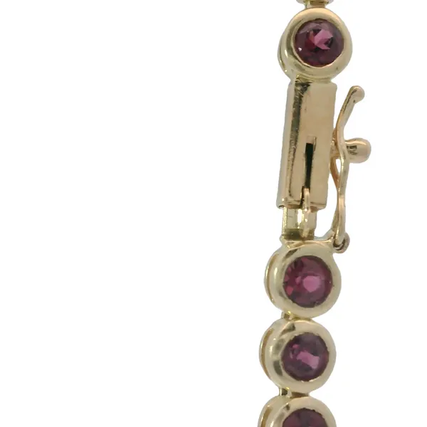 14K Yellow Gold Bezel Set Rhodolite Garnet Bracelet 7.5" Image 3 Chipper's Jewelry Bonney Lake, WA