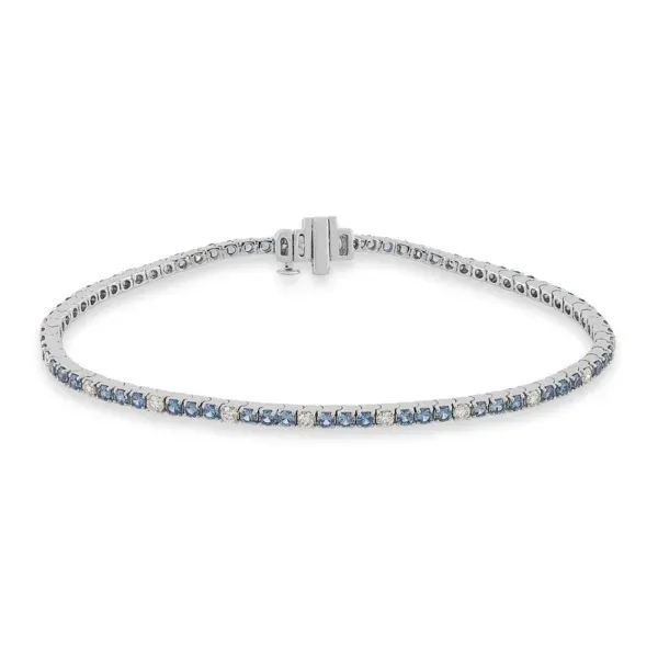 14K White Gold Diamond and Yogo Sapphire Bracelet Image 3 Chipper's Jewelry Bonney Lake, WA