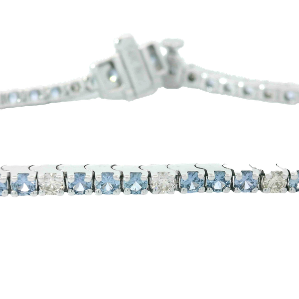 14K White Gold Diamond and Yogo Sapphire Bracelet Chipper's Jewelry Bonney Lake, WA