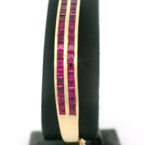 18KY Channel Set Ruby Bangle Bracelet Image 2 Chipper's Jewelry Bonney Lake, WA