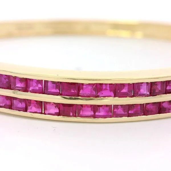 18KY Channel Set Ruby Bangle Bracelet Chipper's Jewelry Bonney Lake, WA