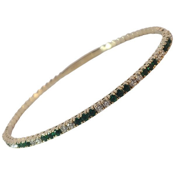 14K Yellow Gold Diamond & Emerald Flex Bracelet Chipper's Jewelry Bonney Lake, WA