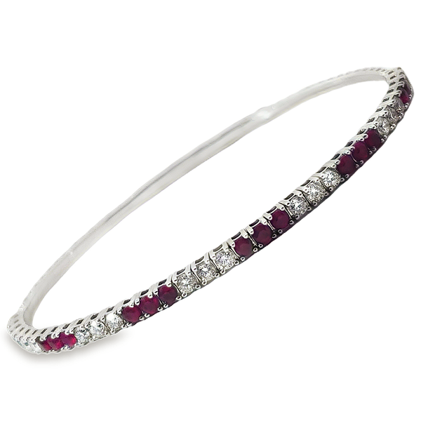 14K White Gold Diamond & Ruby Flex Bracelet Chipper's Jewelry Bonney Lake, WA