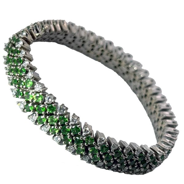 18KW Tsavorite Garnet and Diamond Bracelet Appox 11ctw.  7 inches. Chipper's Jewelry Bonney Lake, WA