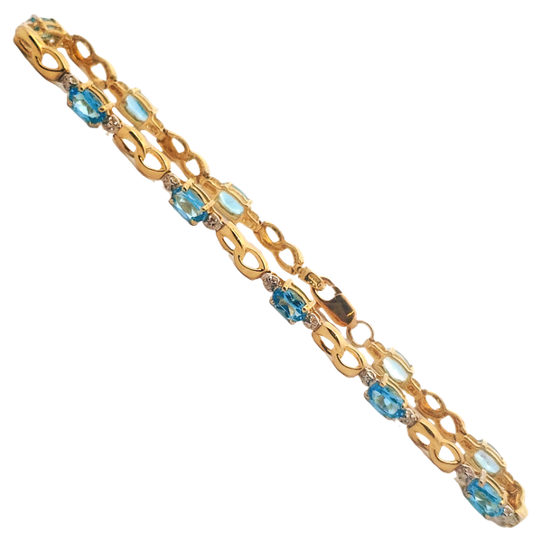 10KY Blue Topaz and Diamond Bracelet 7