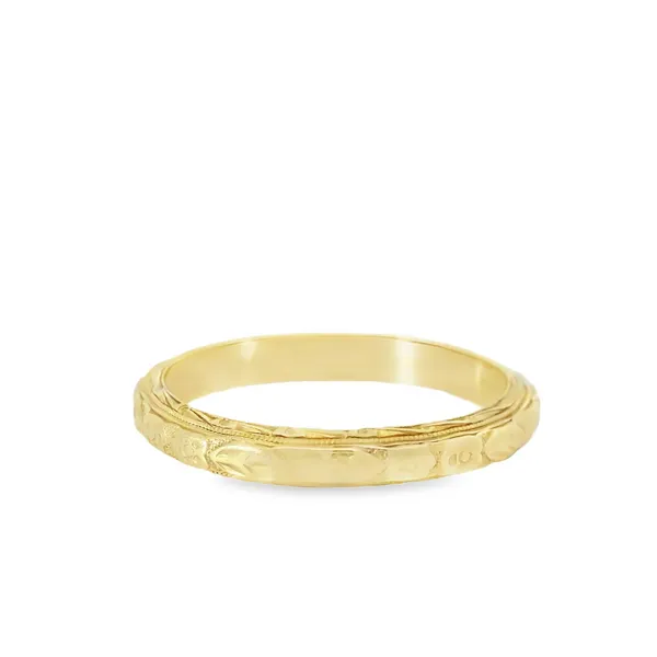 14KY Vintage Engraved Wedding Band