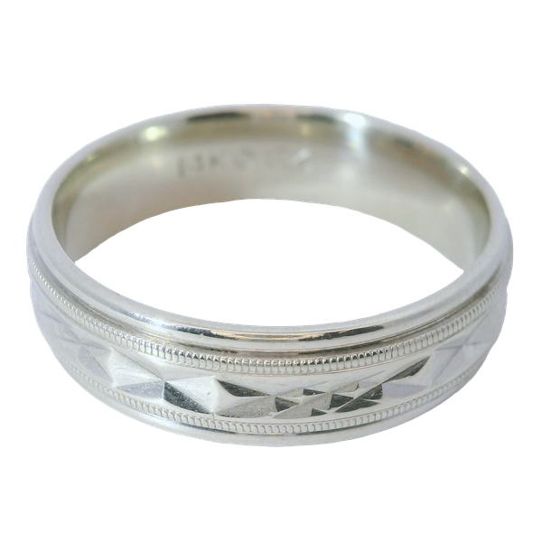 14KW 6.00mm Patterned Wedding Band with Milgrain. SZ10 Chipper's Jewelry Bonney Lake, WA