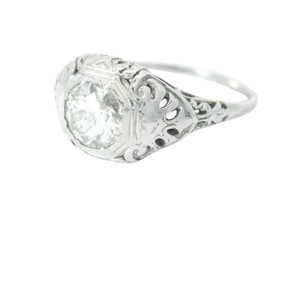 Ladies Filigree Diamond 18K White Gold Ring Image 2 Chipper's Jewelry Bonney Lake, WA