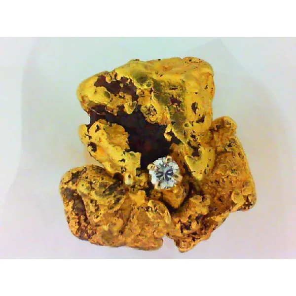 14K Yellow Gold Raw Placer Nugget, Diamond Ring Size 7 Chipper's Jewelry Bonney Lake, WA