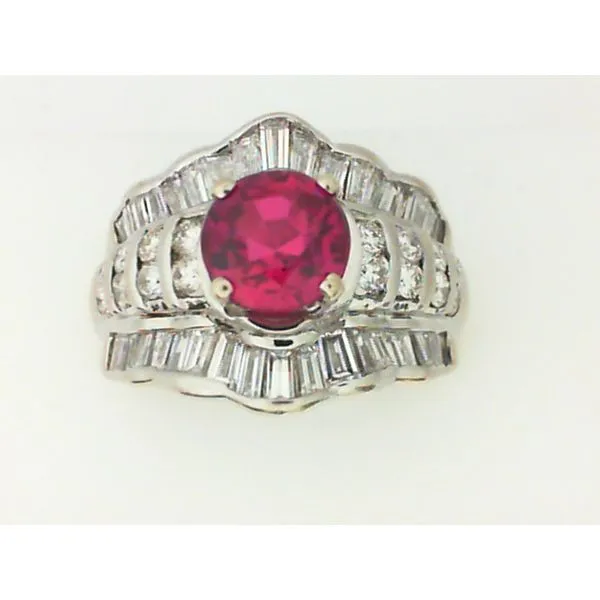 18K White Gold Lab Created Ruby, Hydrothermal Diamond Ring Chipper's Jewelry Bonney Lake, WA