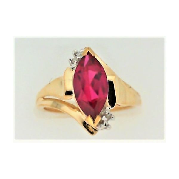 10kt Yellow Gold Synthetic Red Stone Ring Chipper's Jewelry Bonney Lake, WA