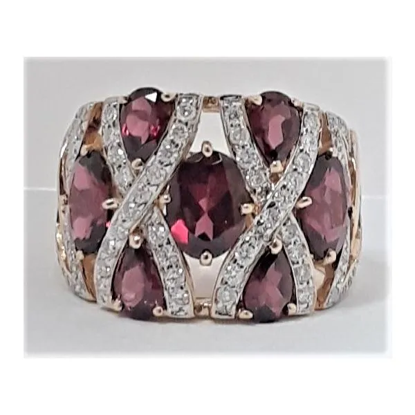 14K Yellow Gold Garnet and Diamond Fashion Ring Chipper's Jewelry Bonney Lake, WA