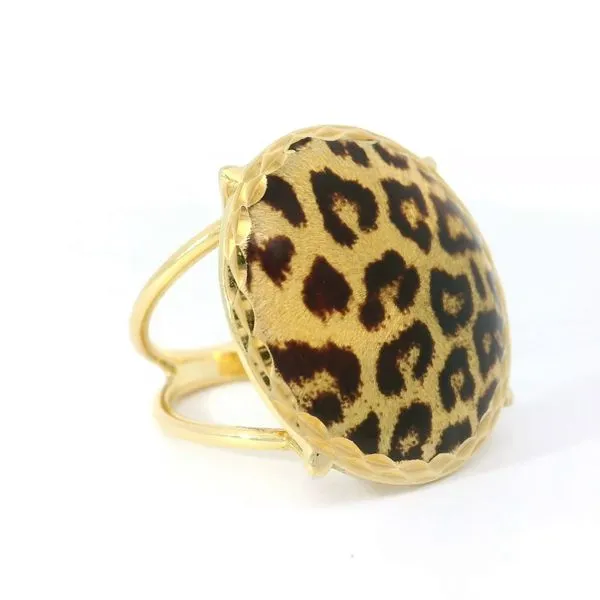 18K Yellow Gold Round Leopard Enamal Fashion Ring Image 2 Chipper's Jewelry Bonney Lake, WA