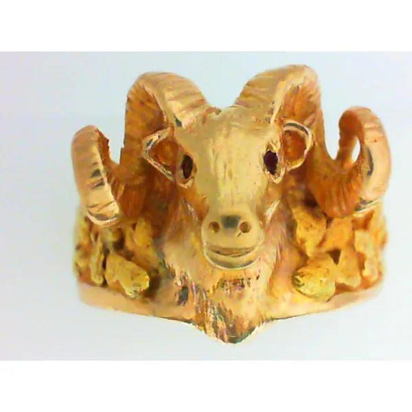 Men's 10K Big Horn Sheep Ring with Ruby Eyes Chipper's Jewelry Bonney Lake, WA